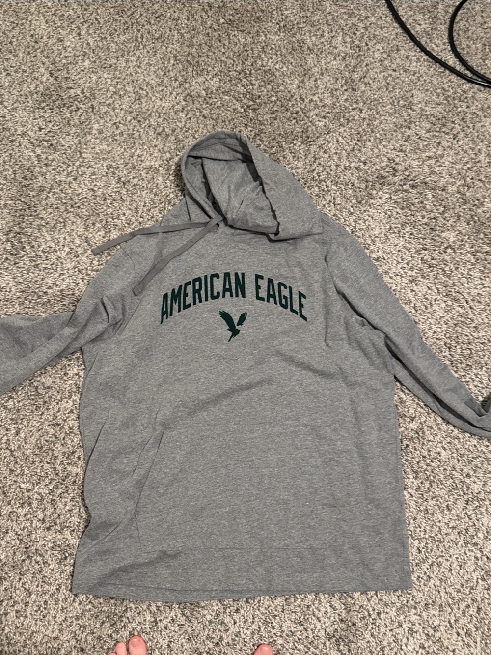 American Eagle Outfitters Gray Pullover Hoodie with Dark Green Logo